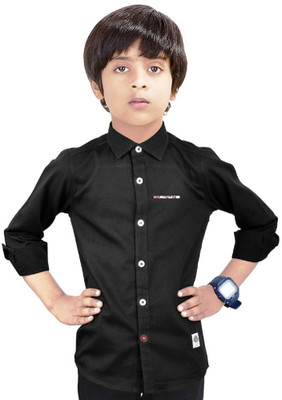 crane Boys Solid Casual Black Shirt