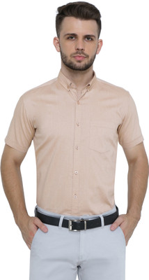 KUONS AVENUE Men Solid Formal Beige Shirt