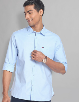 AD by Arvind Men Solid Casual Light Blue Shirt