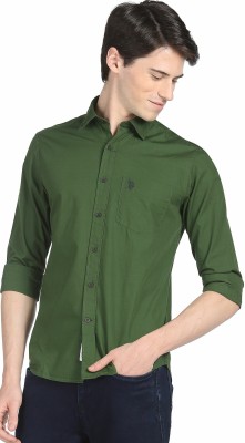 U.S. POLO ASSN. Men Solid Casual Green Shirt