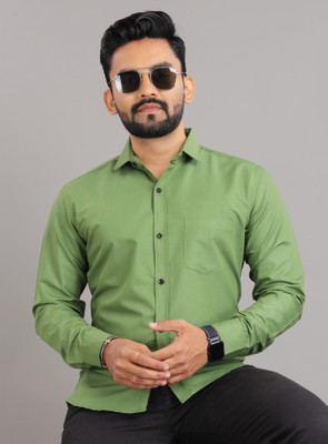 Nofilter Men Solid Formal Green Shirt