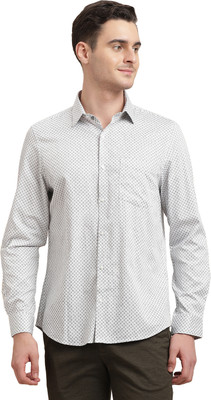 TURTLE Men Printed Formal Grey Shirt