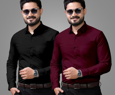 CHEAPSHIRTS Men Solid Formal Multicolor Shirt(Pack of 2)