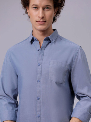 Rajkuwer Men Solid Casual Blue Shirt
