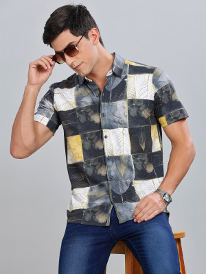 Bullmer Men Printed Casual Black Shirt