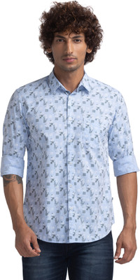 PARX Men Printed Casual Light Blue Shirt