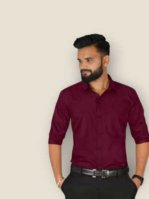 HENDRIX FASHION TREND Men Self Design Casual Maroon Shirt