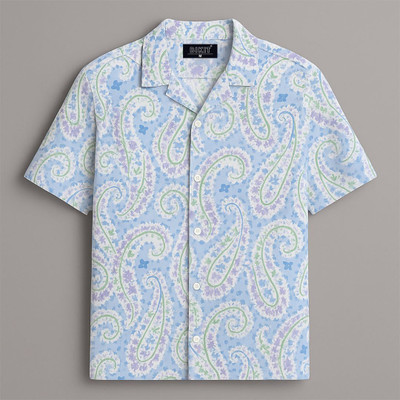 BIKIT Men Printed Casual Blue, White Shirt