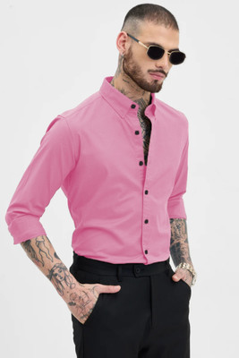 METRONAUT Men Solid Casual Pink Shirt