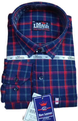 Marc Laurent Men Checkered Casual Blue Shirt
