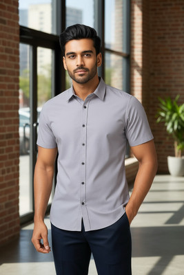 RAREMARK Men Solid Formal Grey Shirt
