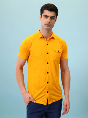 tfurnish Men Solid Casual Yellow Shirt