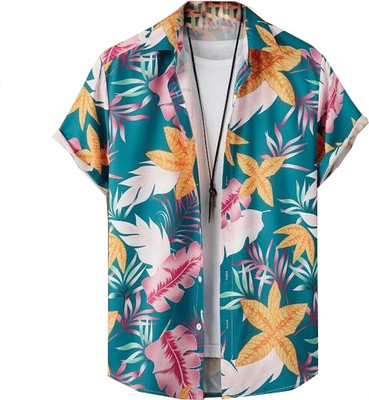 Leriya Fashion Men Printed Casual Green Shirt