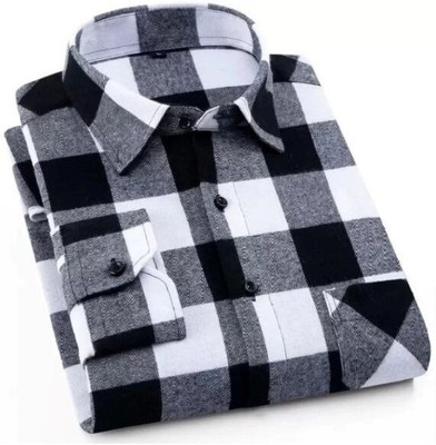 Thetailorhouse Men Checkered Casual Black, White Shirt