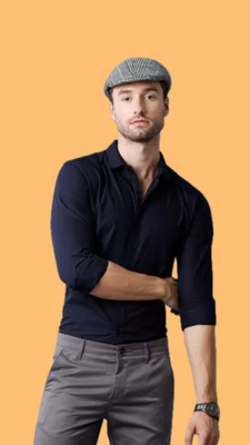 Isuel Fabb Men Solid Casual Blue Shirt