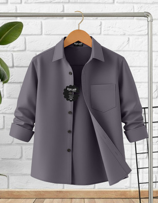 FineTex Boys Dyed/Ombre Casual Grey Shirt