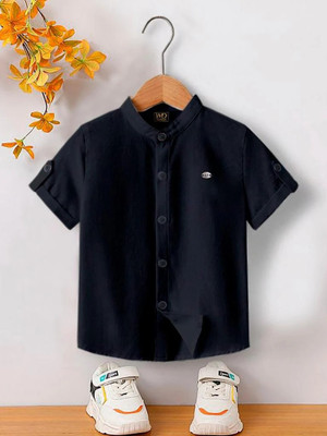 Glusic Trends Boys Solid Casual Dark Blue Shirt