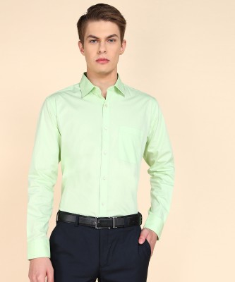 Raymond Men Solid Formal Green Shirt