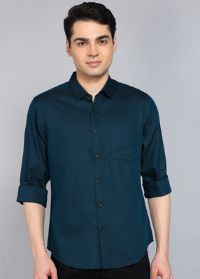 METRONAUT Men Solid Casual Dark Green Shirt