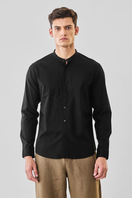 Snitch Men Solid Casual Black Shirt