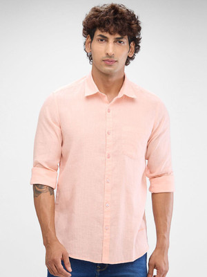 Spykar Men Solid Casual Pink Shirt