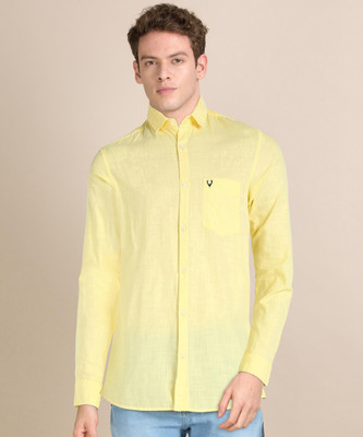Allen Solly Anti-Bacterial Men Solid Casual Yellow Shirt