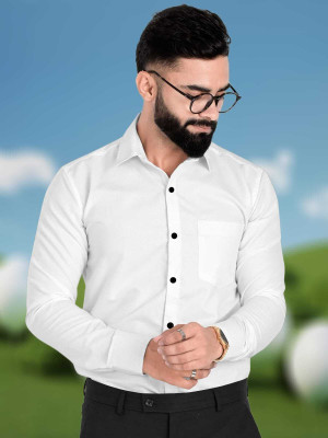 Shlvna Fashion Men Solid Formal White Shirt
