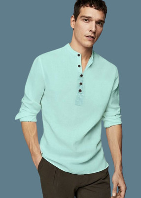 Vilantra Fashion Men Solid Casual Blue Shirt