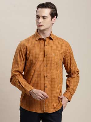TURTLE Men Checkered Casual Yellow Shirt