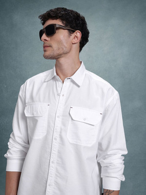 Roadster Men Solid Casual White Shirt