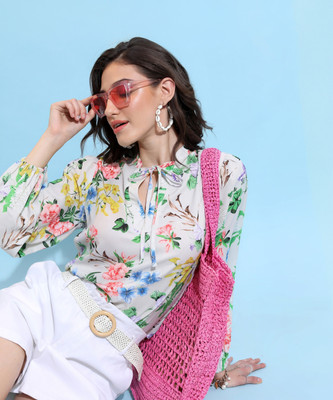 Tokyo Talkies Casual 3/4 Sleeve Printed Women Multicolor Top