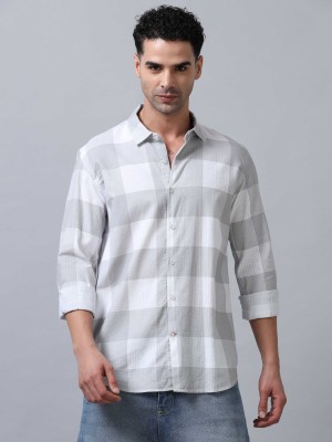 SORATIA Men Checkered Casual Grey Shirt