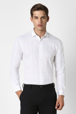 PETER ENGLAND Men Checkered Formal Blue, White Shirt