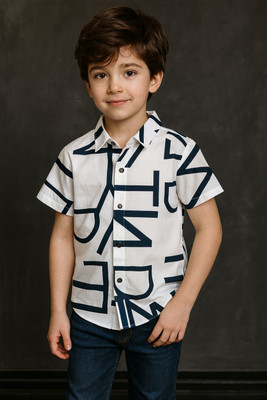 RFCREATION Boys Checkered Casual White Shirt