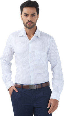 Raymond Men Checkered Formal Blue Shirt