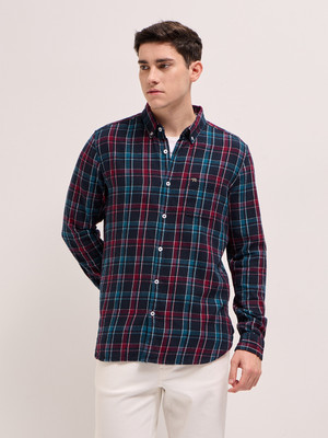 THE BEAR HOUSE Men Checkered Casual Blue Shirt