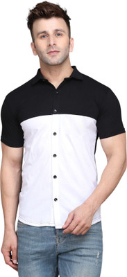Money Leaf Men Solid Casual White Shirt