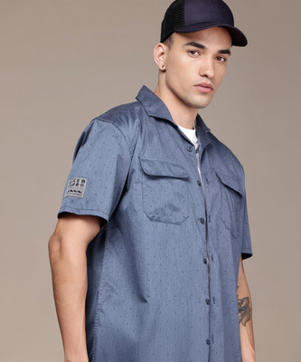 Roadster Men Self Design Casual Blue Shirt