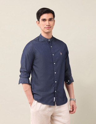 U.S. POLO ASSN. Men Solid Casual Blue Shirt