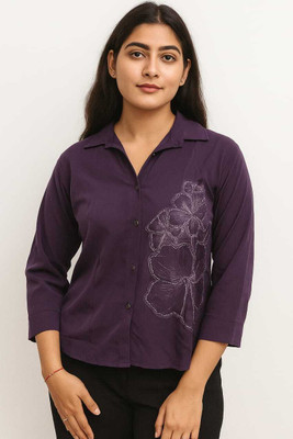Harmi collection Women Embroidered Party Red Shirt
