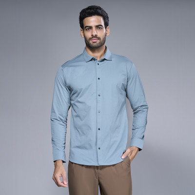 Maxzone Men Solid Casual Green Shirt
