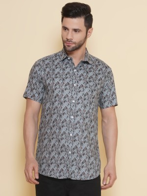 Le Mec Men Printed Casual Grey, Black, Brown Shirt