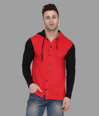 tfurnish Men Solid Casual Red, Black Shirt