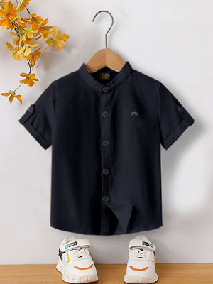 HASTITAG Boys Solid Casual Black Shirt
