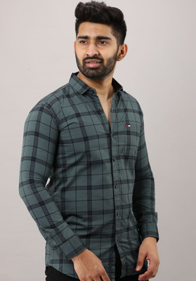 Surhi Men Checkered Casual Grey Shirt