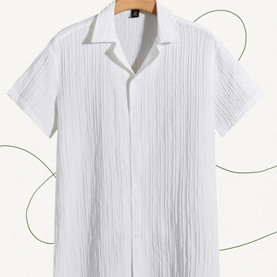 A Dearise Trend Men Self Design Casual White Shirt