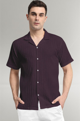 Dharamraj Fashion Men Self Design Casual Purple Shirt