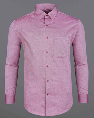 french crown Men Solid Casual Pink Shirt