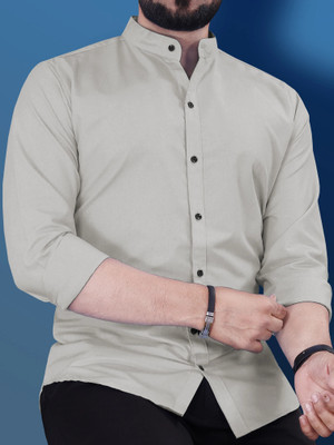 VeBNoR Men Solid Casual Grey Shirt