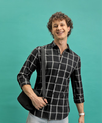 HIGHLANDER Men Checkered Casual Black, Grey, White Shirt